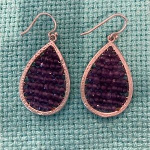 Silpada amethyst beaded silver earrings on French hook.